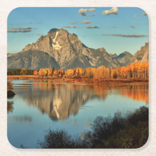 Early Light In Wyoming at Oxbow Bend Square Paper Coaster