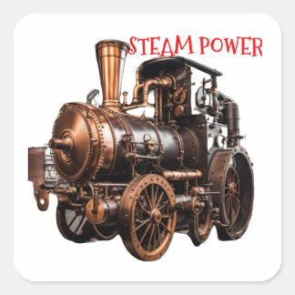 Early Locomotive Steam Engine Square Sticker