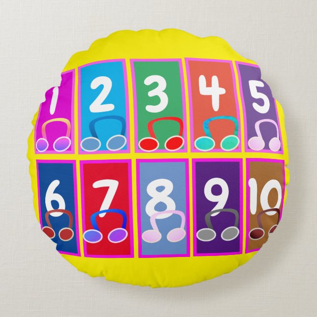 Early Maths Numbers 1 to 10 Round Cushions (Front)