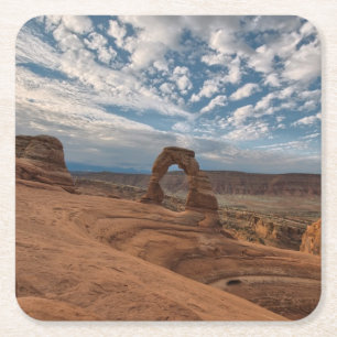 Early Morning at Delicate Arch Square Paper Coaster