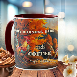 Early Morning Bird Rooster Art Coffee Mug