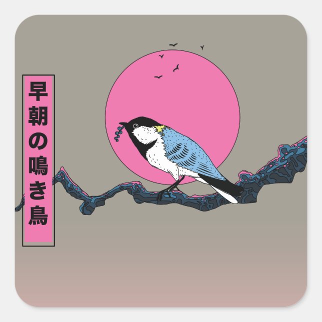 Early morning songbird square sticker (Front)