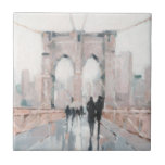 Early Morning Stroll - New York Tile<br><div class="desc">Early Morning Stroll I by Ethan Harper. Features Brooklyn Bridge of New York in a soft style.</div>