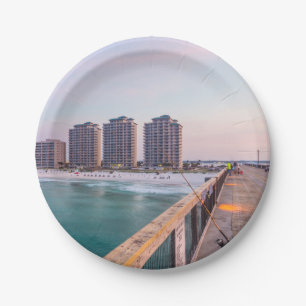 Early Navarre Beach Florida Fishing Paper Plate
