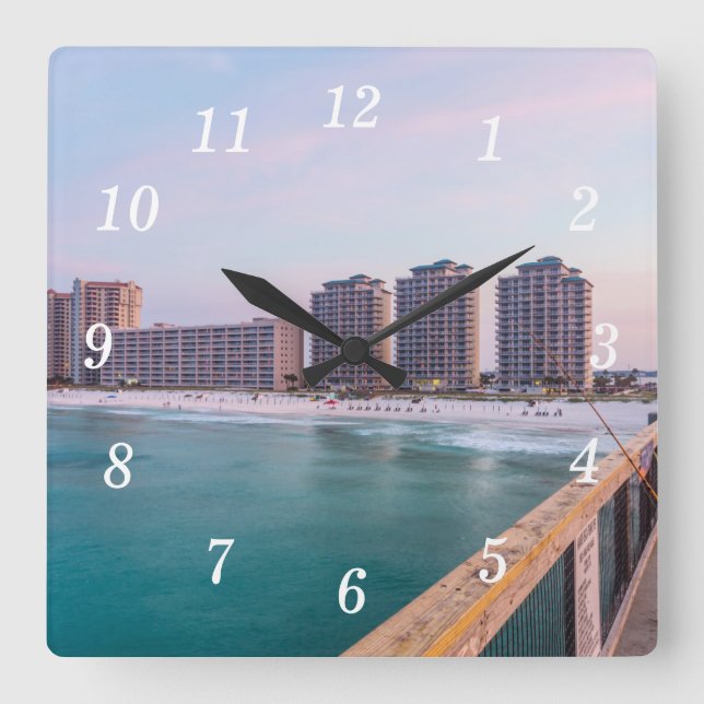 Early Navarre Beach Florida Fishing Wall Clock (Front)