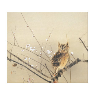 Early Plum Blossoms by Nishimura Goun, Owl Art Canvas Print