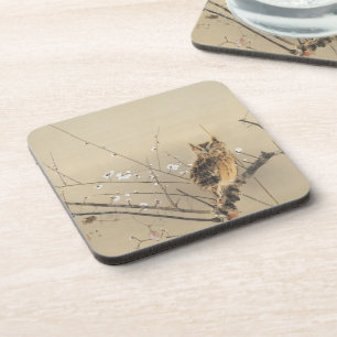 Early Plum Blossoms by Nishimura Goun, Vintage Owl Coaster