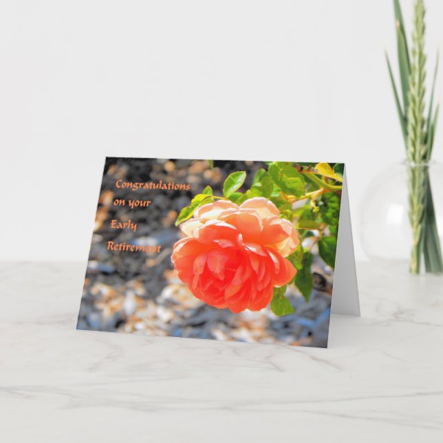 Early Retirement Card with Orange Rose (Front)