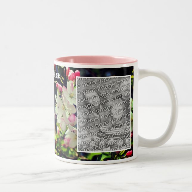 Early Spring Blossoms Frame Add Your Photo Two-Tone Coffee Mug (Right)