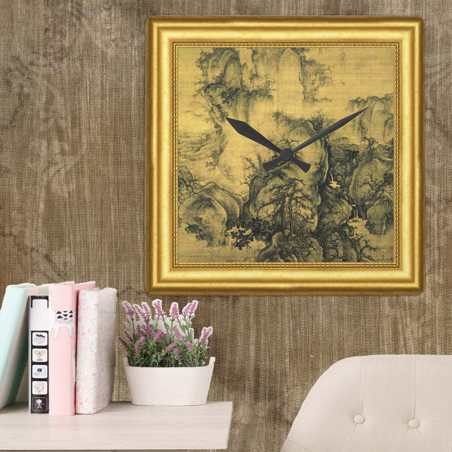 Early Spring, Guo Xi Painting, Framed Square Wall Clock (Creator Uploaded)