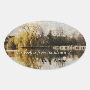 Early spring pond reflections library sticker