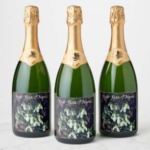 Early spring snowdrops custom sparkling wine label