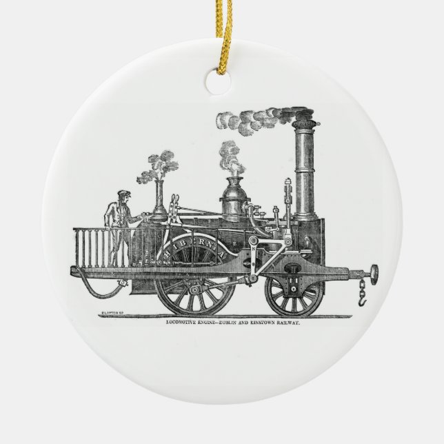 Early Steam Locomotive Ceramic Tree Decoration (Front)