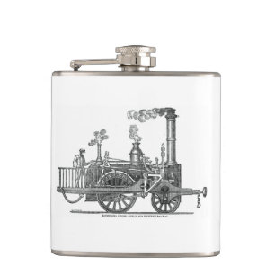 Early Steam Locomotive Hip Flask