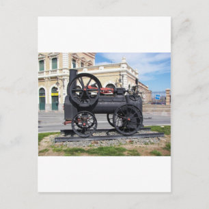 Early Steam Locomotive in Cartagena. Postcard
