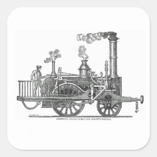 Early Steam Locomotive Square Sticker