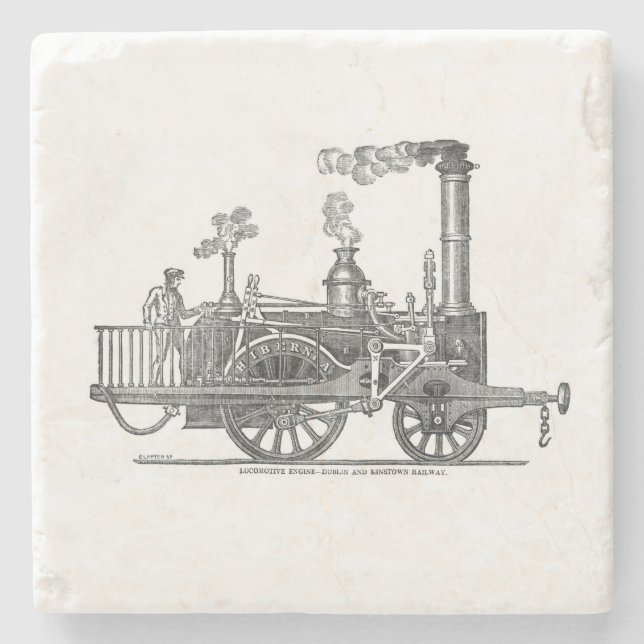 Early Steam Locomotive Stone Coaster (Front)