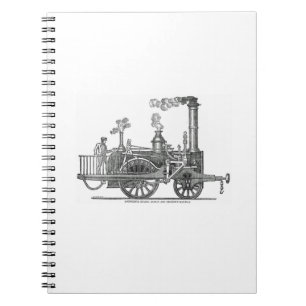 Early Steam Train Locomotive Spiral Notebook
