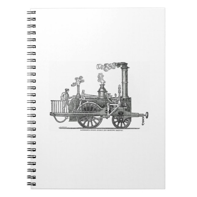 Early Steam Train Locomotive Spiral Notebook (Front)