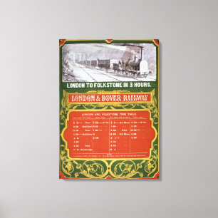 Early timetable for the London to Dover Railway Canvas Print