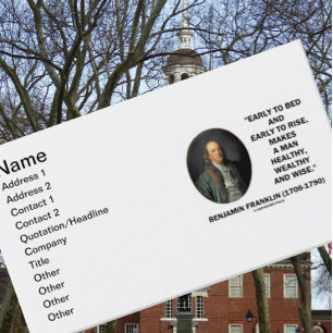 Early To Bed Early To Rise Benjamin Franklin Quote Business Card