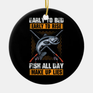 Early to Bed Early to Rise Fish All Day Make up Ceramic Tree Decoration