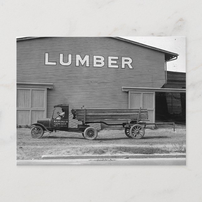 Early Tractor Trailer, 1925 Postcard (Front)