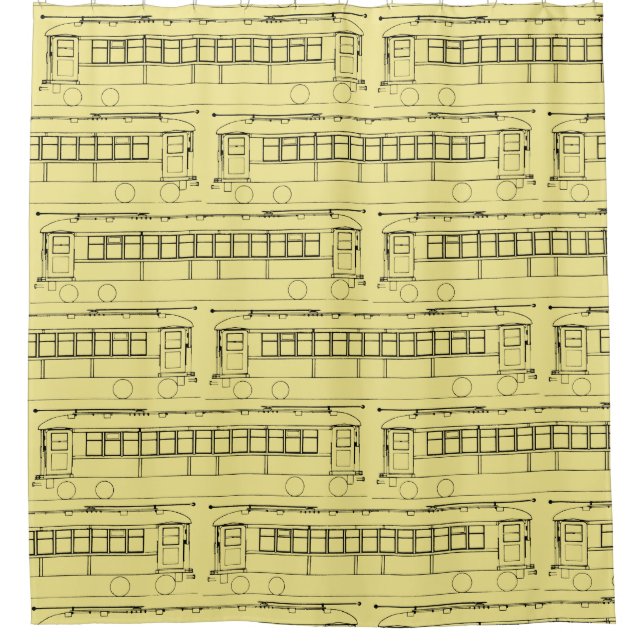 early  TROLLEY TRAIN STREETCAR  BLACK YOUR COLOR Shower Curtain (Front)