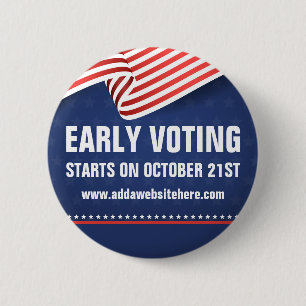 Early Voting 2026 Midterm Election American Flag 6 Cm Round Badge
