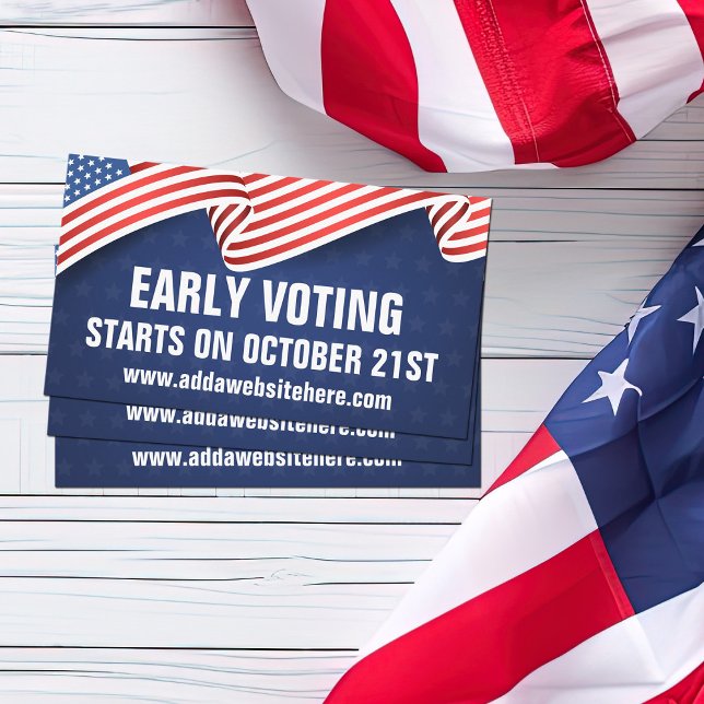 Early Voting American Flag Election Dates Business Card (Creator Uploaded)