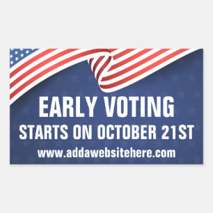 Early Voting American Flag Election Dates Rectangular Sticker