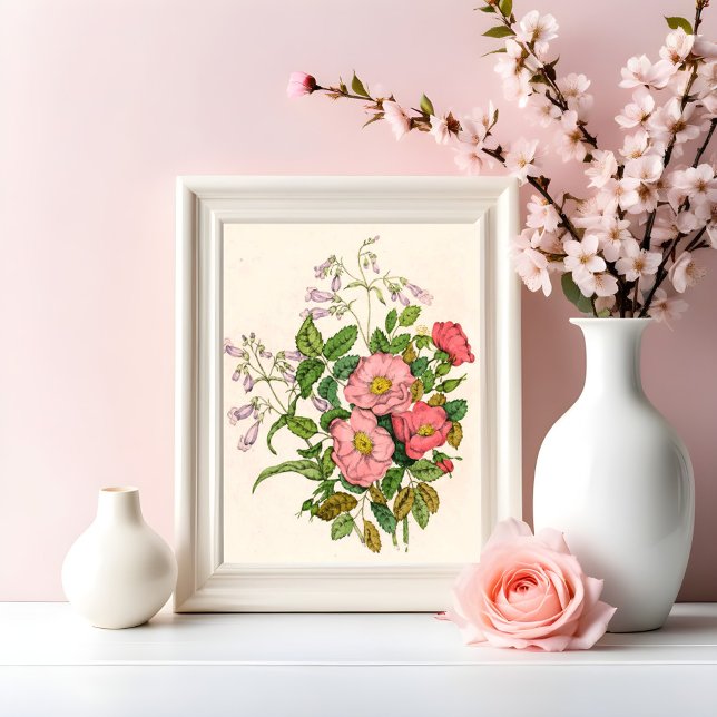 Early Wild Rose, Pentstèmon Beard-Tongue (1868) Photo Print (Creator Uploaded)