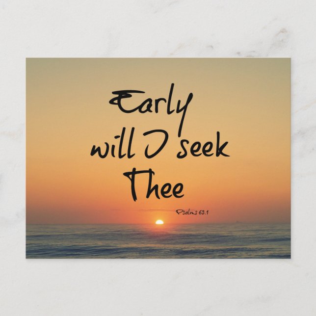 Early Will I seek Thee Bible Verse with Ocean Postcard (Front)