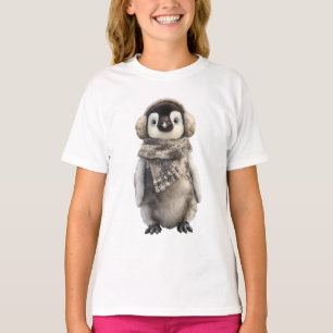 Earmuff Scarf Penguin Kids T-Shirt