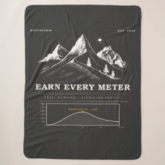 Earn Every Meter Trailrunning Elevation Profile Sherpa Blanket