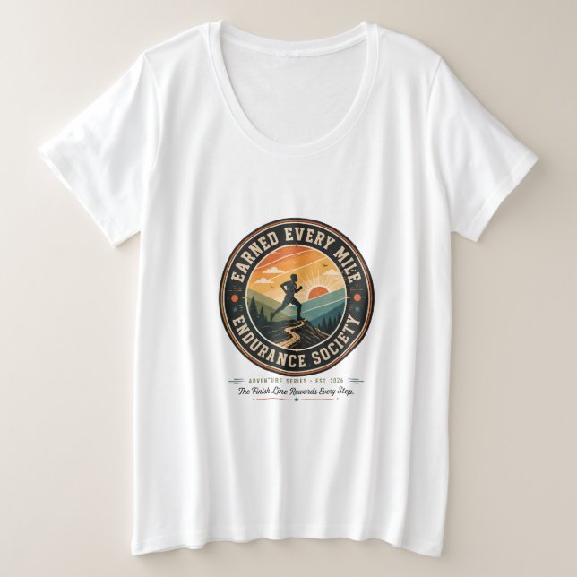 Earn Every Mile Endurance Trail Runner Retro Tee (Design Front)