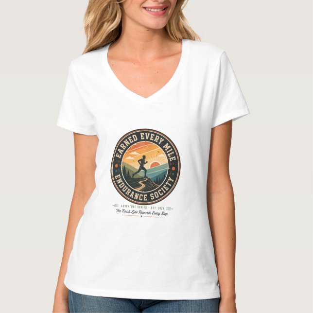 Earn Every Mile Endurance Trail Runner Retro Tee (Front)