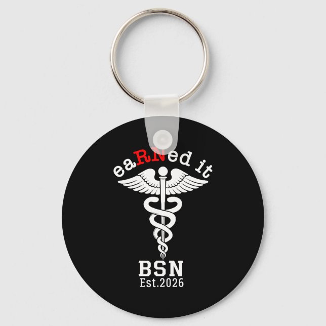 Earned rn bsn est. 2026 - nursing school graduate key ring (Front)