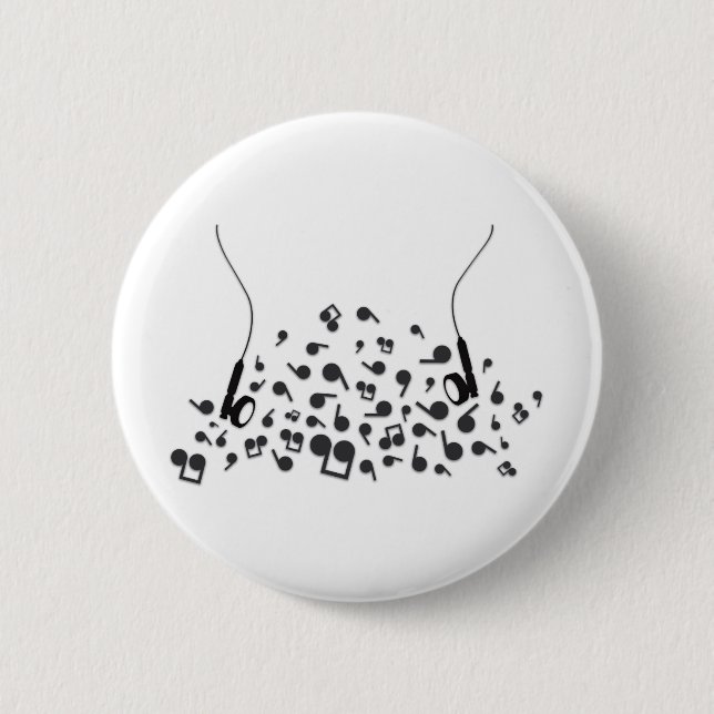 Earphones 6 Cm Round Badge (Front)