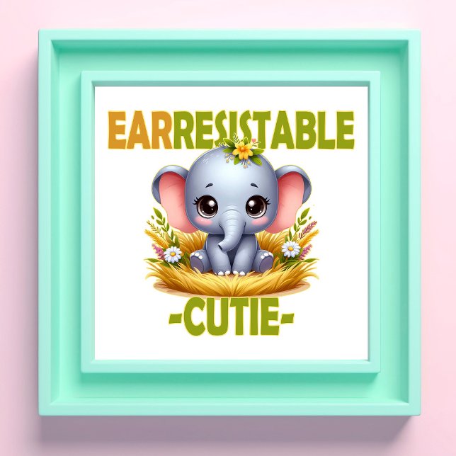 Earresistible Cutie fun pun. Baby Elephant cartoon Photo Print (Creator Uploaded)