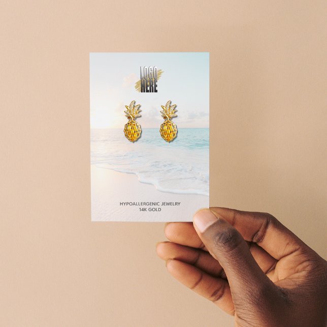 Earring Display Beach Scene With Your Logo  Business Card (Creator Uploaded)