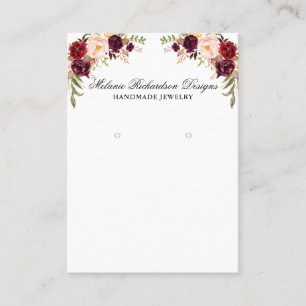 Earring Display Card Burgundy Floral