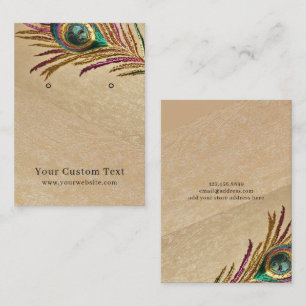 Earring Display Card • Embroidery Peacock Feather