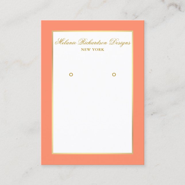 Earring Display Card Gold and Coral (Front)