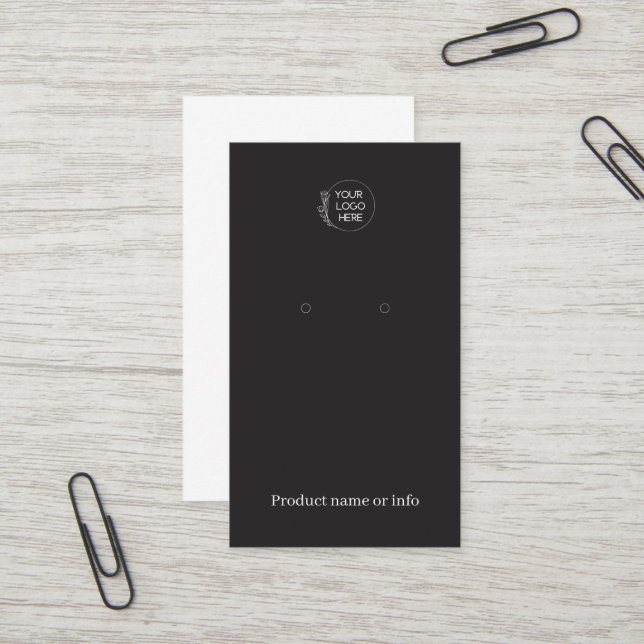 Earring Display Card | Logo Black Jewelery Display (Front/Back In Situ)