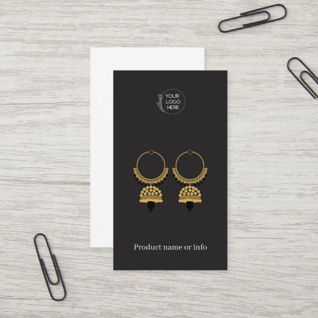 Earring Display Card | Logo Black Jewelery Display (Front/Back In Situ)