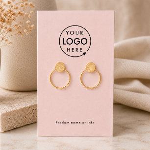 Earring Display Card Logo Pink Jewelery Display