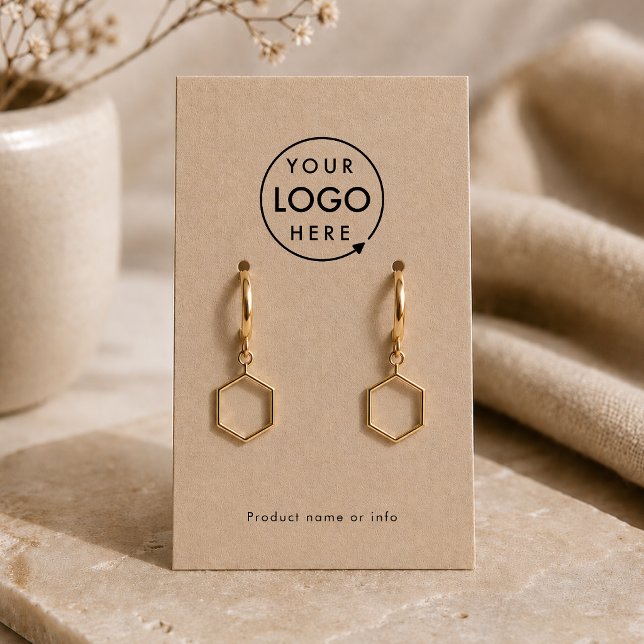 Earring Display Card | Rustic Kraft Jewelery Cards (Modern natural rustic kraft earring display card by Guava - clean, stylish, and customizable)
