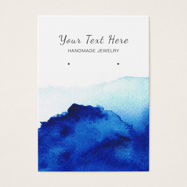 Earring Display Card • Watercolor Indigo Blue (Front)