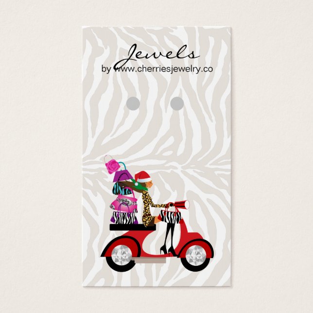Earring Display Cards Cute Zebra Bow Jewellery Pin (Front)